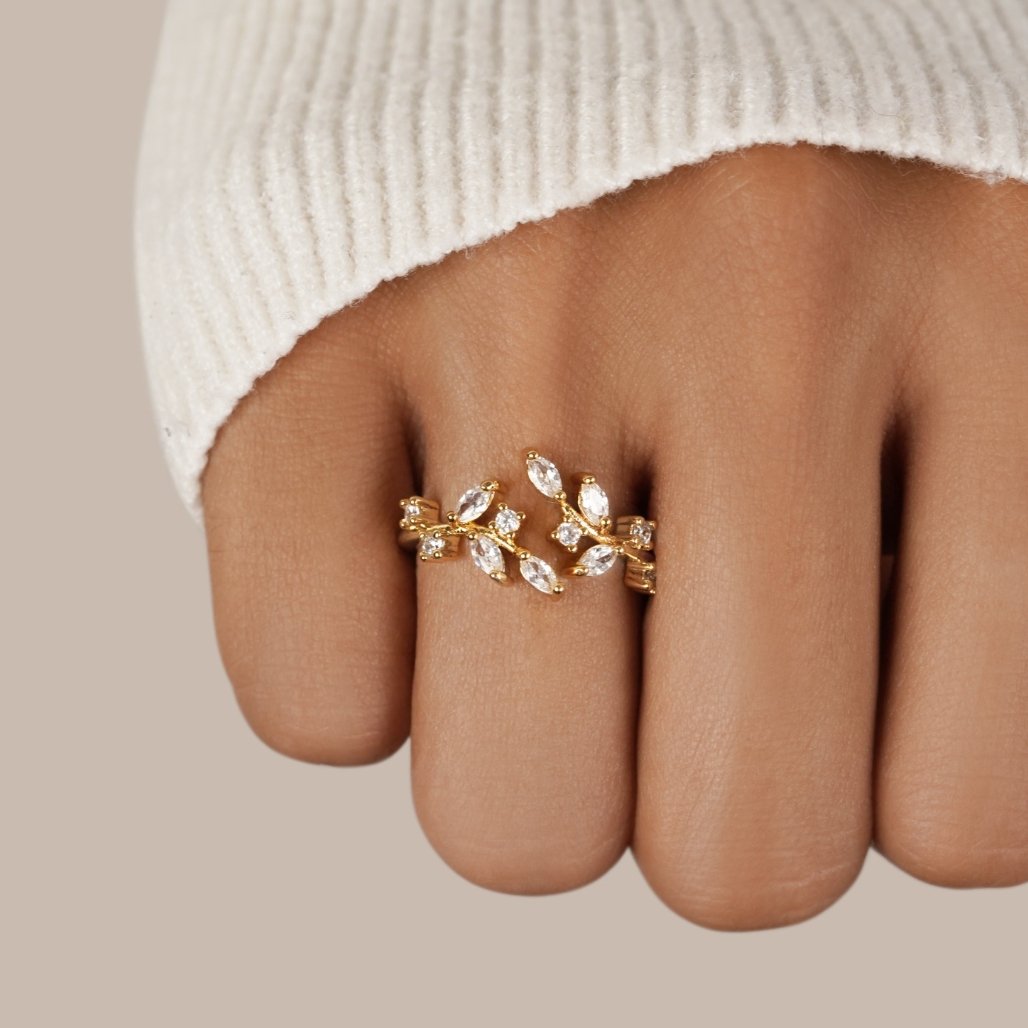 18K Gouden Kristallen Rank Ring