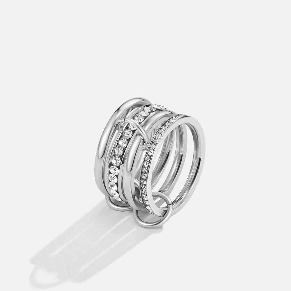 'Forever' Ring met kristal en zilveren schakels