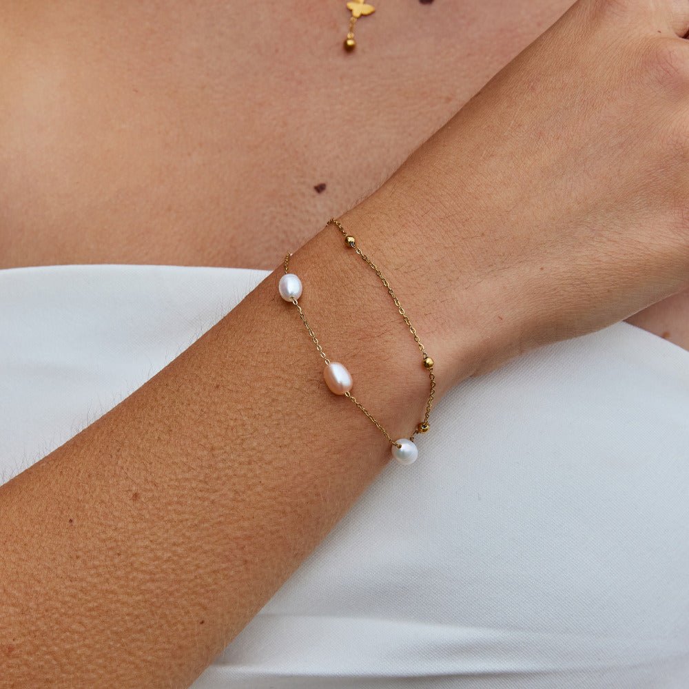 Gelaagde Zoetwaterparel Armband