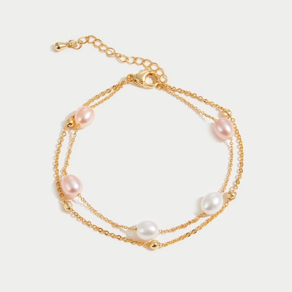 Gelaagde Zoetwaterparel Armband