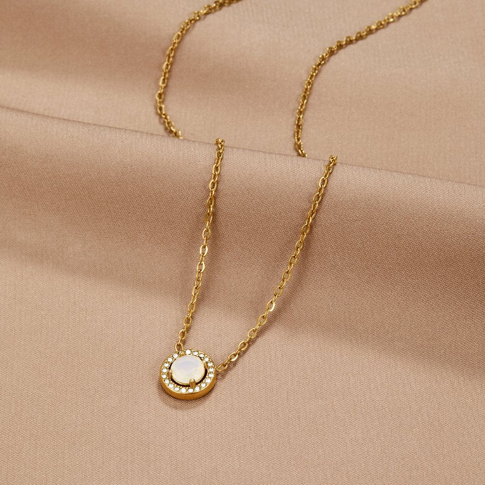 Gouden Monet Kristallen Ketting