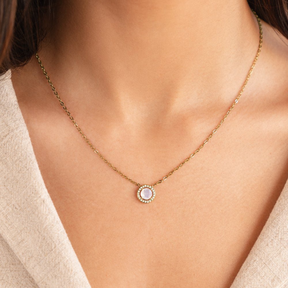 Gouden Monet Kristallen Ketting