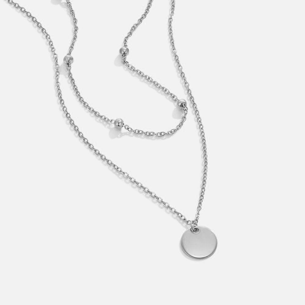 Gelaagde Disc Ketting Zilver