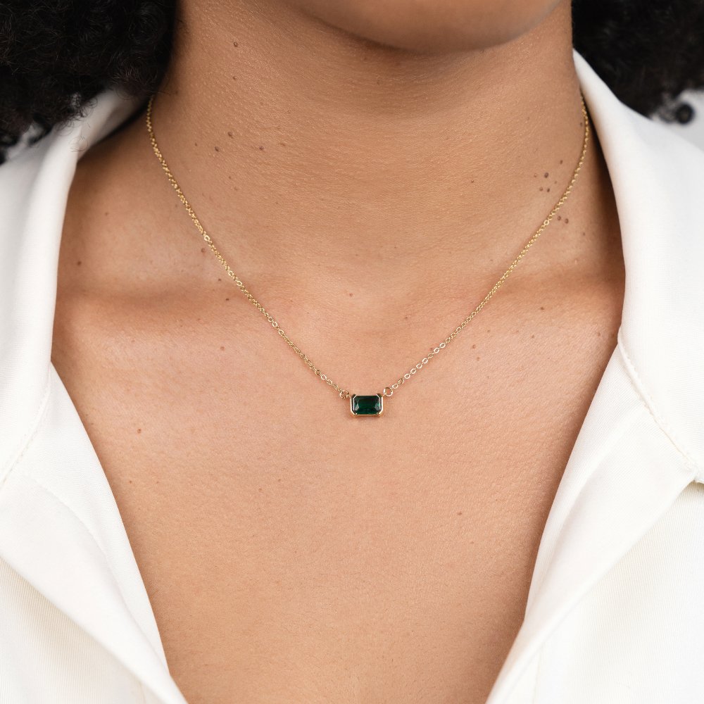 Monica Groene Smaragd Ketting
