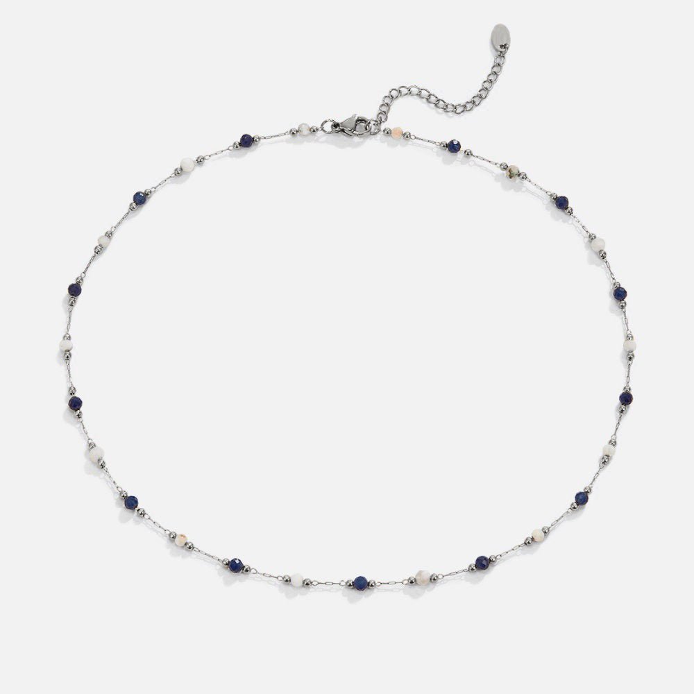 Zilveren Lulu Midnight Kralen Ketting met Steen