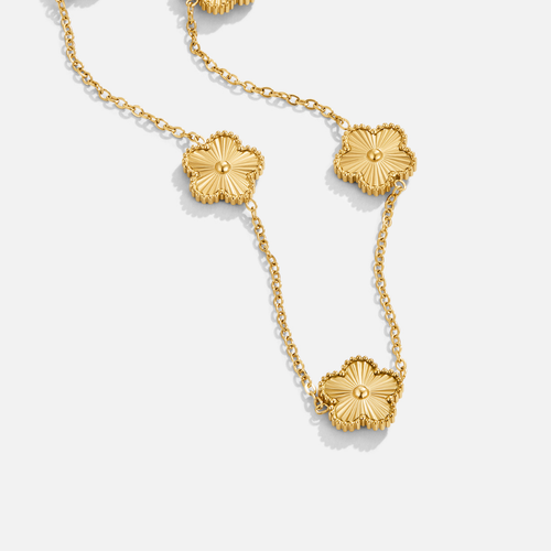 Gouden klavertjevier clusterketting