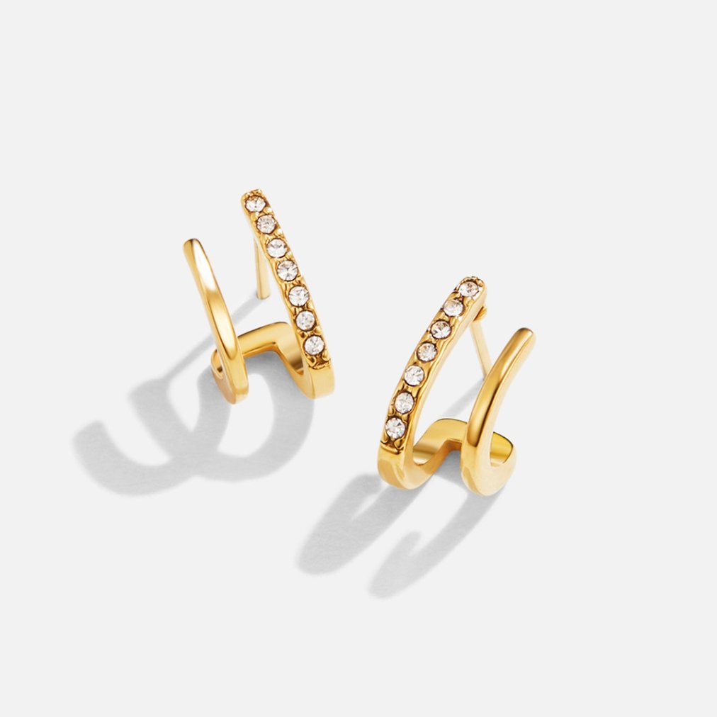 18K Goud & Kristal Klauwoorbellen