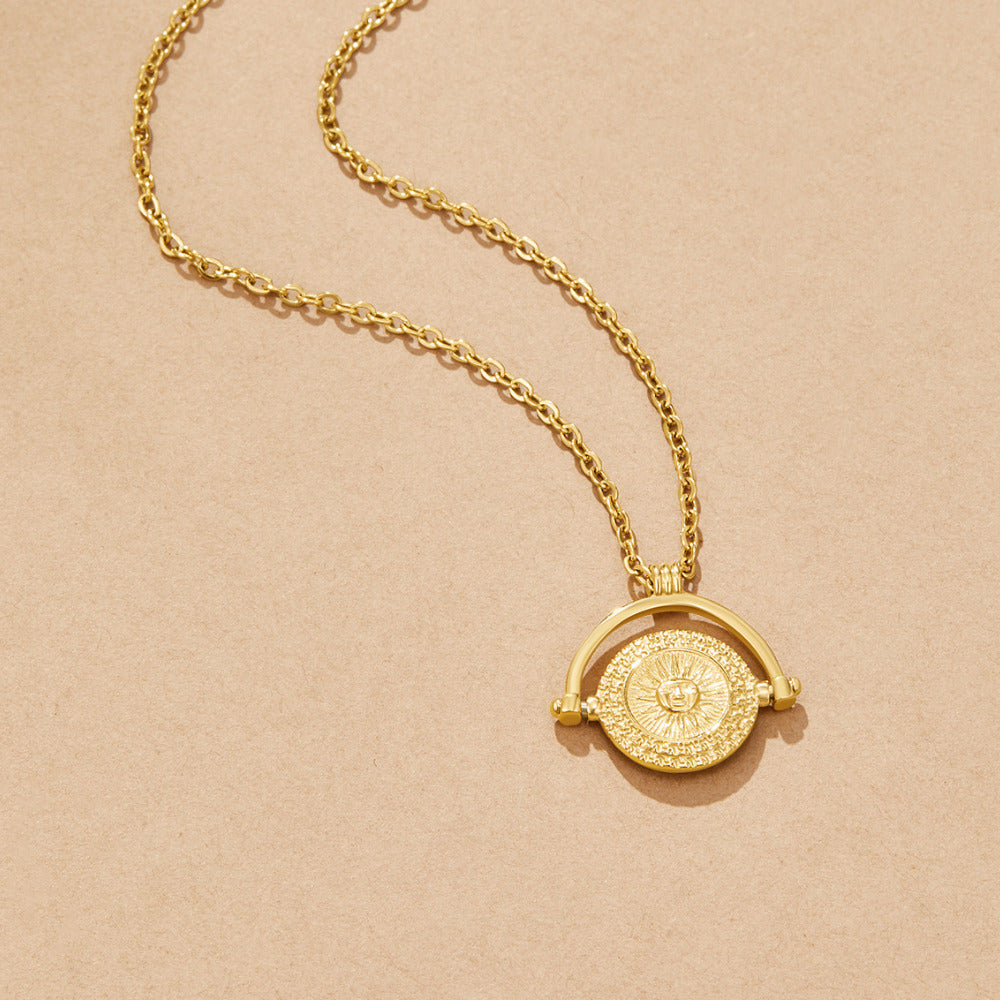 Gouden Zon Munt Ketting