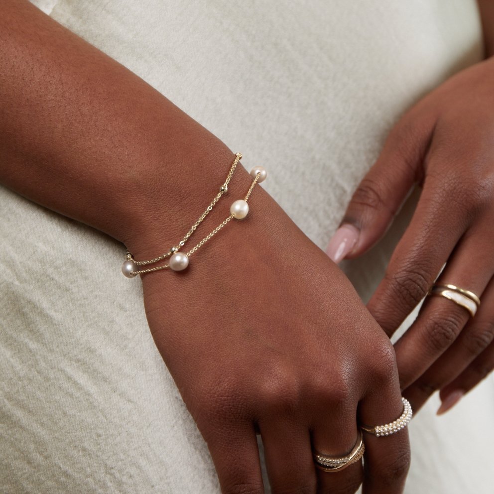 Gelaagde Zoetwaterparel Armband