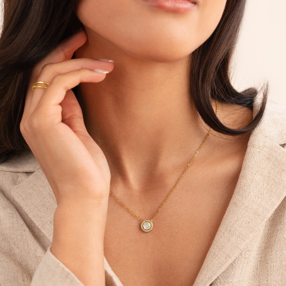 Gouden Monet Kristallen Ketting