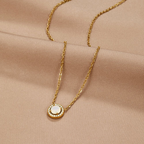 Gouden Monet Kristallen Ketting