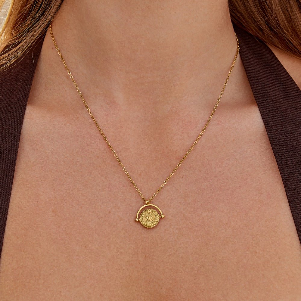 Gouden Zon Munt Ketting