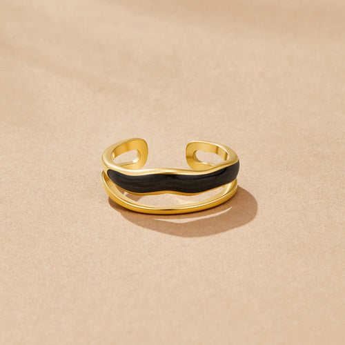 Gelaagde Zwarte Sahara Gouden Ring