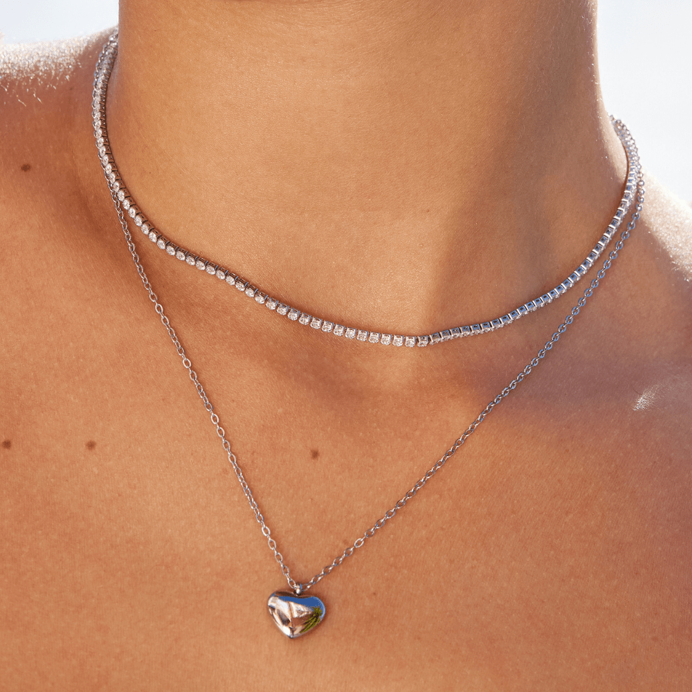 Cordelia Zilveren Kristallen Ketting