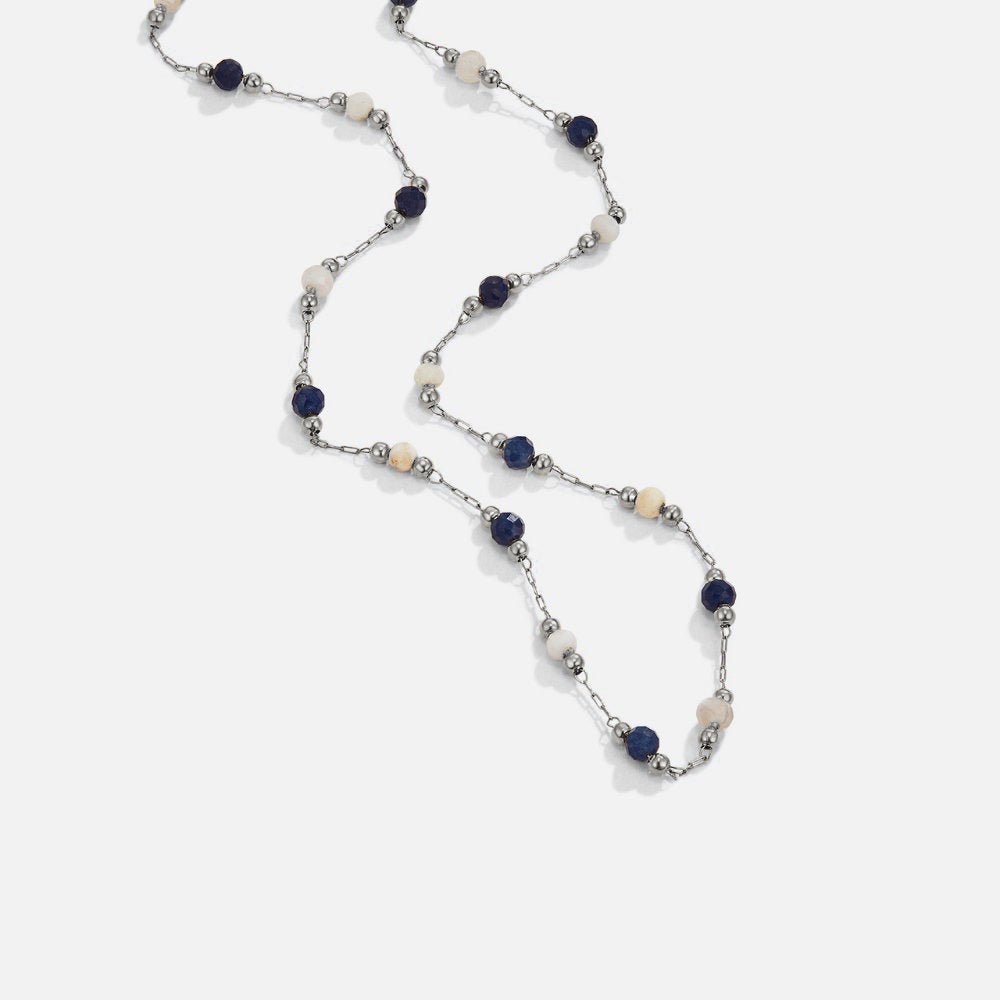 Zilveren Lulu Midnight Kralen Ketting met Steen