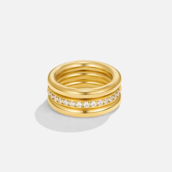 Vana Trio Gouden & Kristallen Ringenset